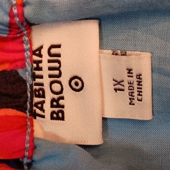 Tabitha Brown X Target 100% Cotton Tiered Tropical Print Skirt in Blue & Red-1X - Picture 3 of 8